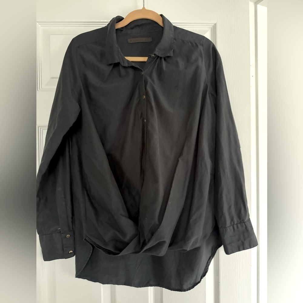 Nickolas K Front Crossover Blouse in Black size Medium